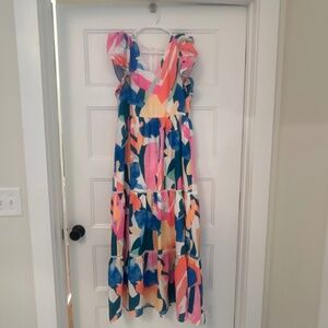 Jade Geo Puzzle Tiered Dress